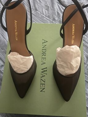 Black Pointed Mesh Slingback Heels